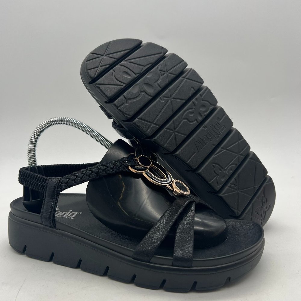 Alegria Black Sandals with Chunky Sole and Adjustable Straps